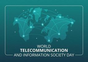 World Telecommunication and Information Society Day on May 17 Illustration with Communications Network Across Earth Globe in Hand Drawn Templates vector