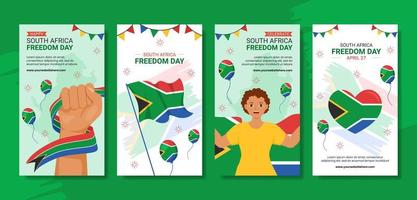 Happy South Africa Freedom Day Social Media Stories Cartoon Hand Drawn Templates Illustration vector