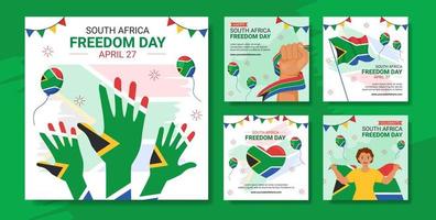 contento sur África libertad día social medios de comunicación enviar plano dibujos animados mano dibujado plantillas ilustración vector