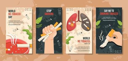 World No Tobacco Day Social Media Stories Flat Cartoon Hand Drawn Templates Illustration vector