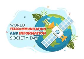 World Telecommunication and Information Society Day on May 17 Illustration with Communications Network Across Earth Globe in Hand Drawn Templates vector