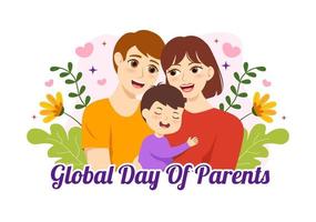 Global Day of Parents Illustration with Importance of Being a Parenthood and its Role in Kids in Flat Cartoon Hand Drawn for Landing Page Template vector