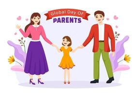 Global Day of Parents Illustration with Importance of Being a Parenthood and its Role in Kids in Flat Cartoon Hand Drawn for Landing Page Template vector