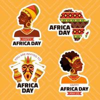 Happy Africa Day Label Flat Cartoon Hand Drawn Templates Background Illustration vector