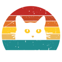 Cat Retro Sunset Design template png