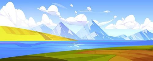 naturaleza paisaje con montañas y lago vector