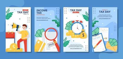 Tax Day Social Media Stories Cartoon Hand Drawn Templates Background Illustration vector