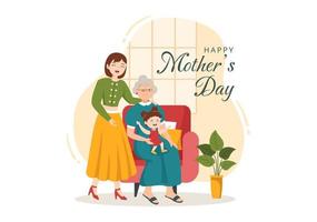 Happy Mother Day on May 14 Illustration with Affection for Baby and Kids in Flat Cartoon Hand Drawn for Web Banner or Landing Page Templates vector