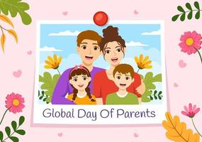 Global Day of Parents Illustration with Importance of Being a Parenthood and its Role in Kids in Flat Cartoon Hand Drawn for Landing Page Template vector