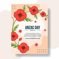 anzac día de para que no nosotros olvidar vertical póster dibujos animados mano dibujado plantillas antecedentes ilustración vector