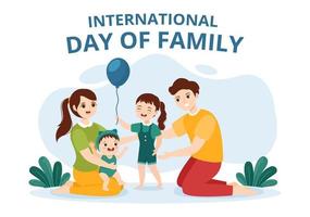 International Day of Family Illustration with Kids, Father and Mother for Web Banner or Landing Page in Flat Cartoon Hand Drawn Templates vector