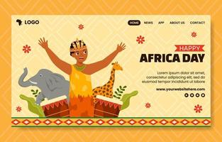 Happy Africa Day Social Media Landing Page Flat Cartoon Hand Drawn Template Background Illustration vector