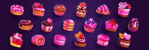 Cartoon set of desserts isolated on background vector