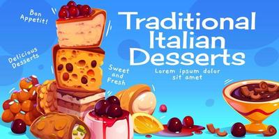 Traditional Italian desserts banner design vector