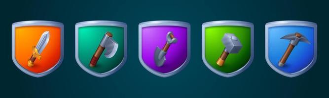 Game icons of resources and loot vector