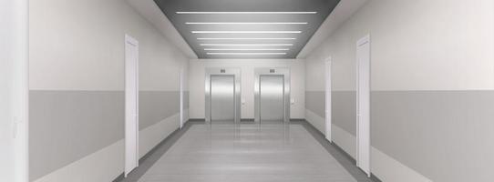 Realistic hallway with two closed elevators vector