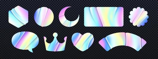 Holographic iridescent texture sticker or label, vector