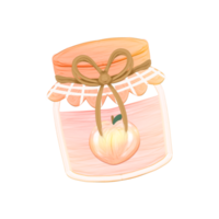 Cute peach jam jar stationary sticker oil painting png