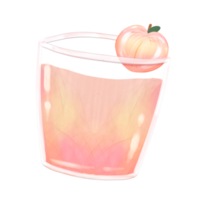 Cute peach drink stationary sticker oil painting png