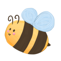 Cute honey bee stationary sticker oil painting png