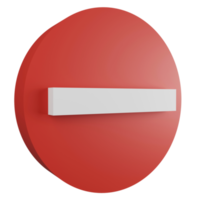 3D render no entry sign icon isolated on transparent background, red mandatory sign png