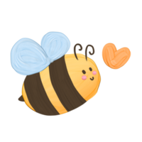 Cute honey bee stationary sticker oil painting png