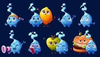Cute water drop mascot. Funny aqua drop character vector