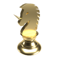 The gold unicorn chess png image 3d rendering