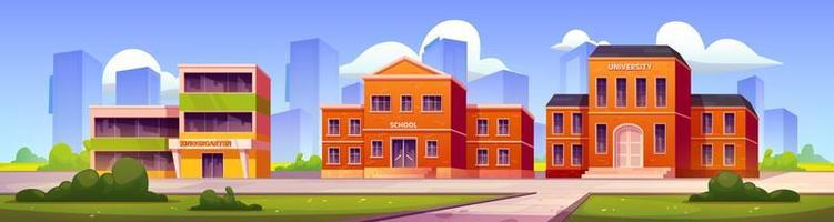 Buildings of school, kindergarten and university vector