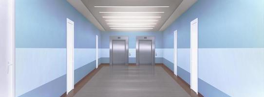 Corridor in empty building with elevator and doors vector