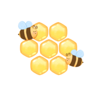 Cute honeycomb and bee stationary sticker oil painting png