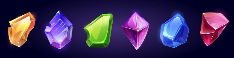 Game gem stone, magic jewel crystal icons vector