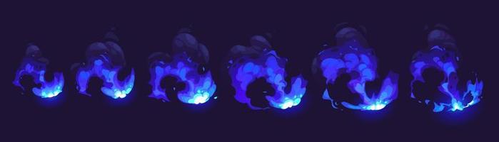 Explosion fire animation set on black background vector