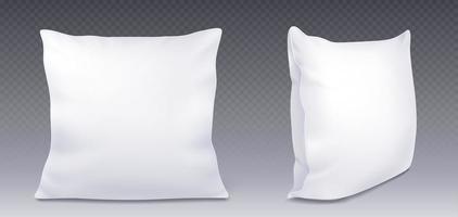 White square pillow realistic, top side view vector