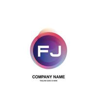 FJ initial logo With Colorful Circle template vector