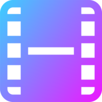 Film icon in gradient colors. Film strip signs for multimedia interface. png