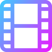 Film icon in gradient colors. Film strip signs for multimedia interface. png