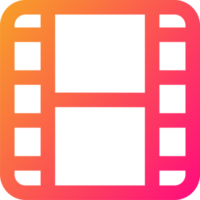 Film icon in gradient colors. Film strip signs for multimedia interface. png