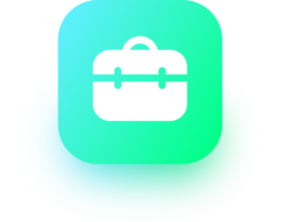 Briefcase icon in square gradient colors. Business signs illustration. png