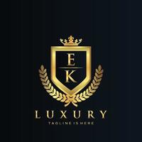 EK Letter Initial with Royal Luxury Logo Template vector