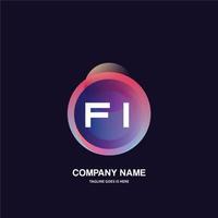 FI initial logo With Colorful Circle template vector