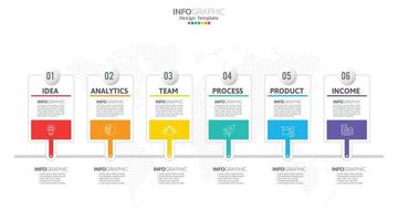 Timeline infographic vector with 6 steps can be used for workflow layout diagram annual report web design.