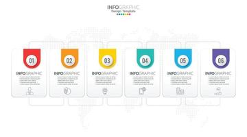 Timeline infographic vector with 6 steps can be used for workflow layout diagram annual report web design.