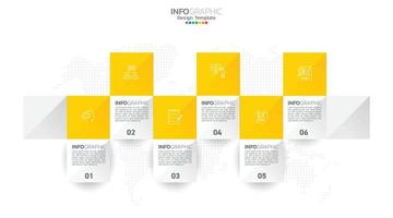 Timeline infographic vector with 6 steps can be used for workflow layout diagram annual report web design.