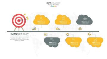 El vector infográfico de línea de tiempo con 6 pasos se puede utilizar para el diseño web del informe anual del diagrama de diseño de flujo de trabajo.