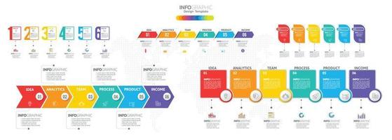 El vector infográfico de línea de tiempo con 6 pasos se puede utilizar para el diseño web del informe anual del diagrama de diseño de flujo de trabajo.