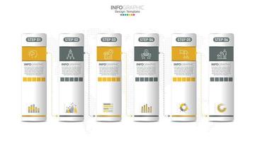 Timeline infographic vector with 6 steps can be used for workflow layout diagram annual report web design.