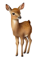 Watercolor drawing of a cute baby deer isolated on transparent background. png