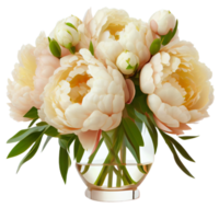 Bouquet of peonies on a transparent background. Png file. Floral arrangement