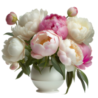 Bouquet of peonies on a transparent background. Png file. Floral arrangement